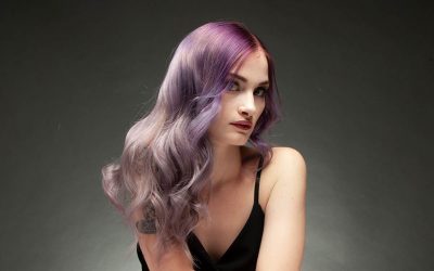 Balayage Coloration in Pastell-Violett